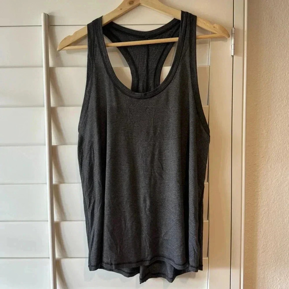 LULULEMON EUC Heather Gray Striped Tie Back Racer Back Tank Top 6 - Picture 1 of 5